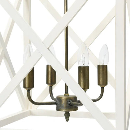 Sabrina 4 - Light Wood Lantern Geometric Chandelier