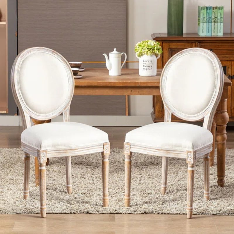 Ramani Linen Upholstered King Louis Back Side Chair