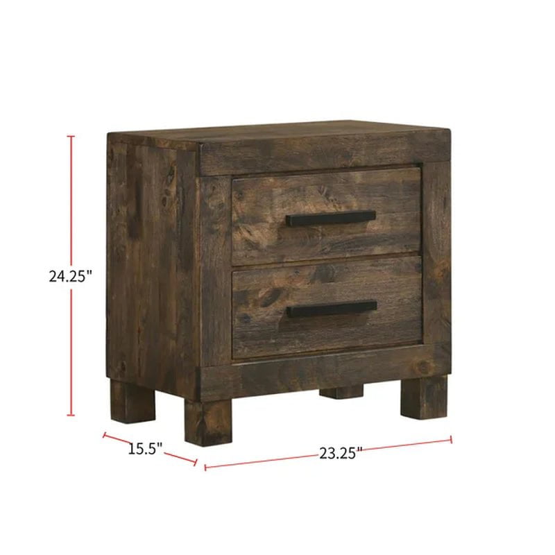 Sherman 5 Piece Wooden Storage Queen Platform Bedroom Set in Rustic Golden Brown
