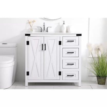 Williamston 36'' Free-Standing Single Bathroom Vanity with Engineering Stone Vanity Top