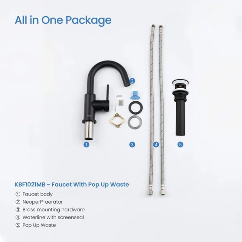Circular Single Hole Bathroom Faucet with Drain Assembly