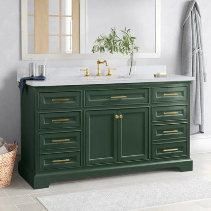 Currahee 60'' Free-Standing Single Bathroom Vanity with Engineered Stone Vanity Top