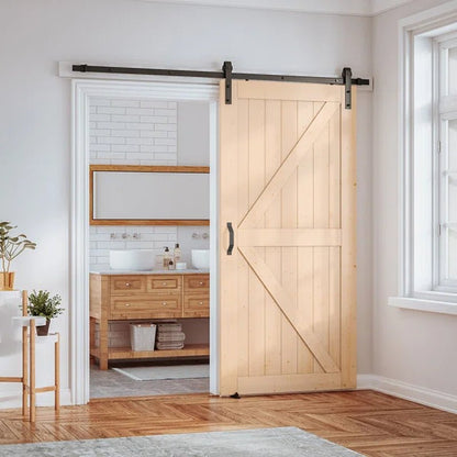 Paneled Wood Sliding Barn Door with Installation Hardware Kit