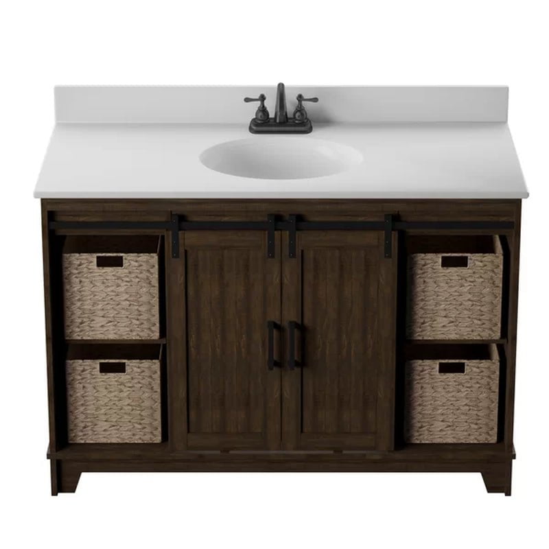 Braylen Sliding Barn Door 48" Single Bathroom Vanity Set