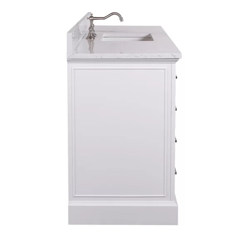 Currahee 60'' Free-Standing Single Bathroom Vanity with Engineered Stone Vanity Top