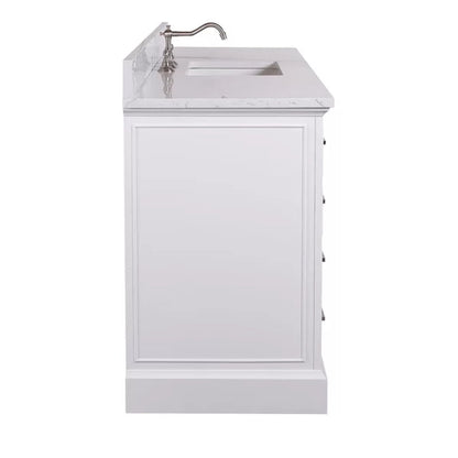 Currahee 60'' Free-Standing Single Bathroom Vanity with Engineered Stone Vanity Top