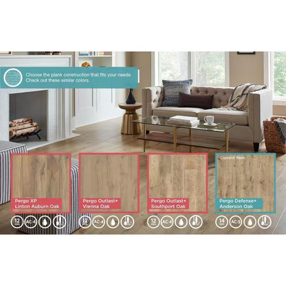 Defense+ Anderson Oak 14 Mm T X 7.5 In. W Waterproof Laminate Wood Flooring (17.2 Sqft/Case)