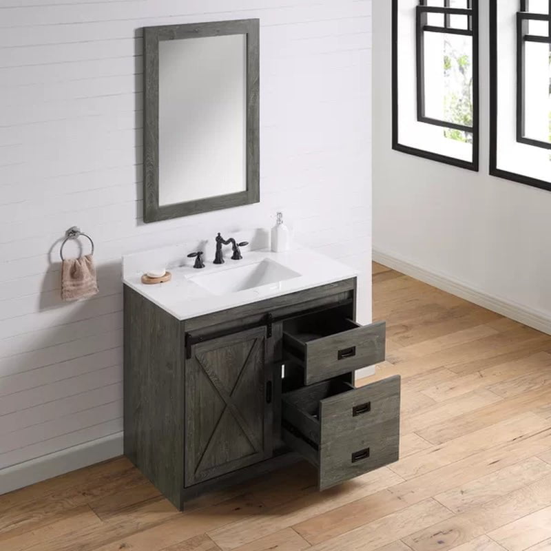Jillian 36'' Free-Standing Single Bathroom Vanity with Engineered Stone Vanity Top