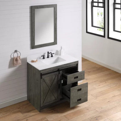 Jillian 36'' Free-Standing Single Bathroom Vanity with Engineered Stone Vanity Top