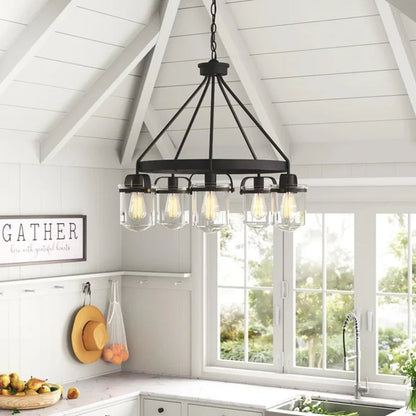 Georgetown 5 - Light Dimmable Wagon Wheel Chandelier
