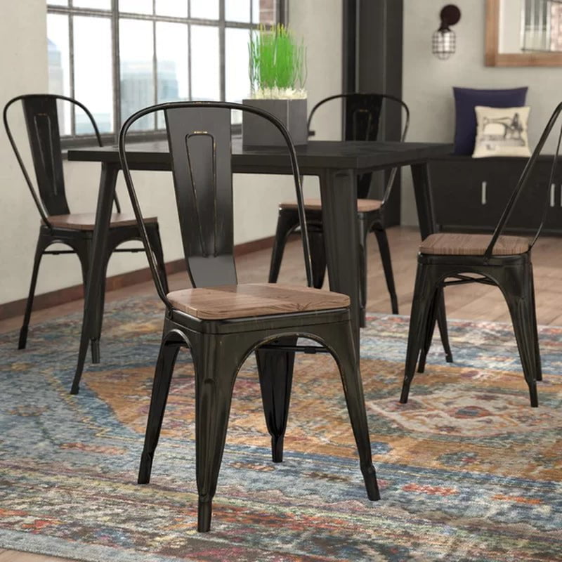 Linzy Slat Back Stacking Side Chair