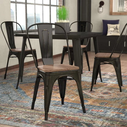 Linzy Slat Back Stacking Side Chair