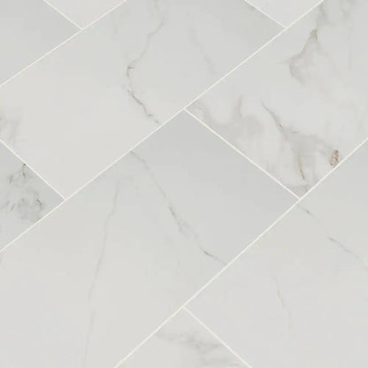 Carrara 12 In. X 24 In. Polished Porcelain Stone Look Floor and Wall Tile (16 Sq. Ft./Case)