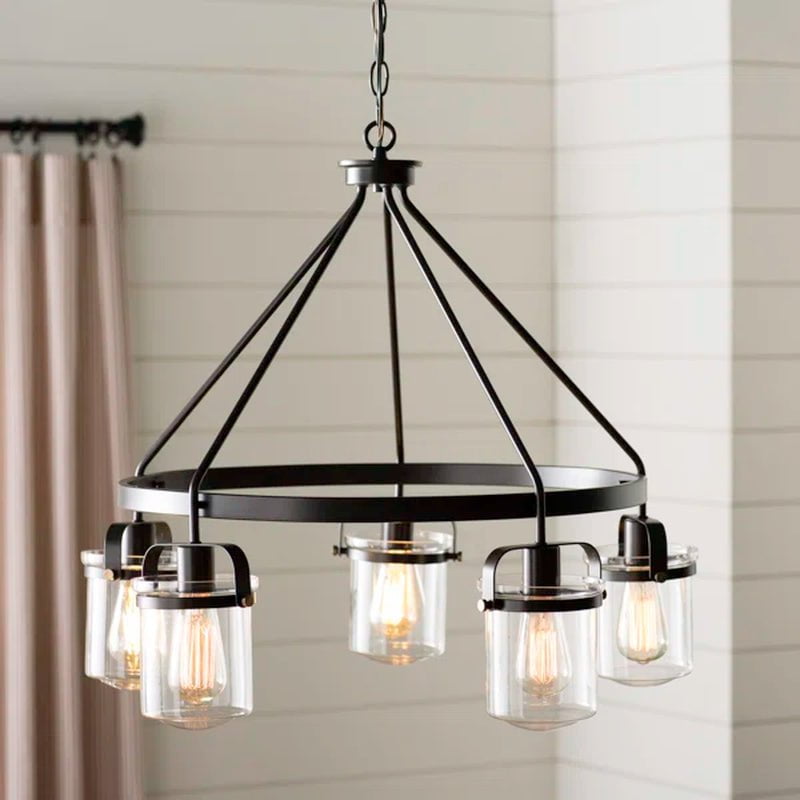 Georgetown 5 - Light Dimmable Wagon Wheel Chandelier