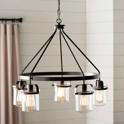 Georgetown 5 - Light Dimmable Wagon Wheel Chandelier