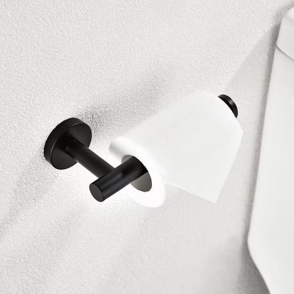 Modern 6-Pieces Bath Hardware Set with Towel Rail*2 Paper Towel Rack*1 Towel Ring*1 Hook*2 in Matte Black