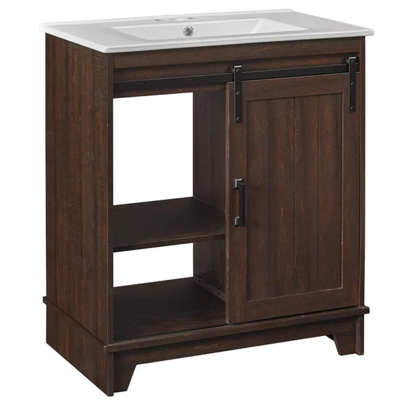 Sofia 29.88'' Free-Standing Single Bathroom Vanity with Vitreous China Vanity Top