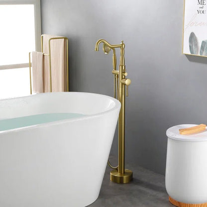 Single Handle Floor Mounted Freestanding Tub Filler with Handheld Shower