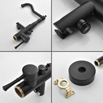 Single Handle Floor Mounted Freestanding Tub Filler with Handheld Shower