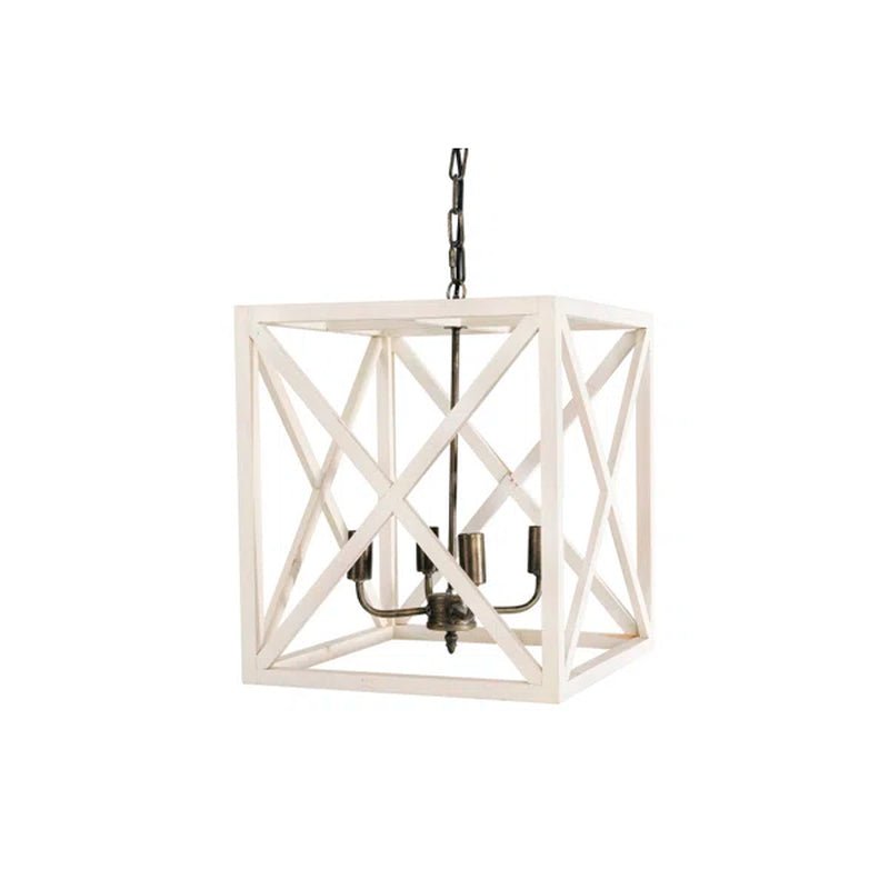Sabrina 4 - Light Wood Lantern Geometric Chandelier