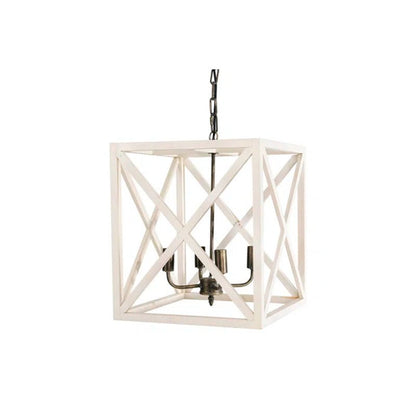 Sabrina 4 - Light Wood Lantern Geometric Chandelier