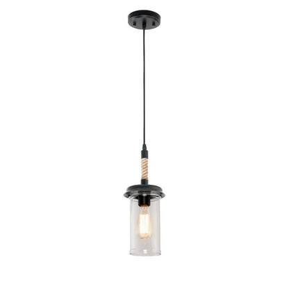 Bernerd Farmhouse Pendant Light with Hemp Rope and Glass Shade