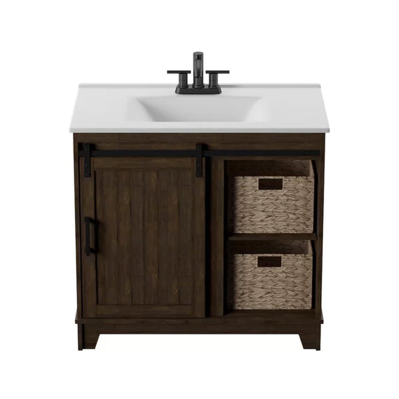 Braylen 35.88'' Free-Standing Single Bathroom Vanity with Ceramic Vanity Top