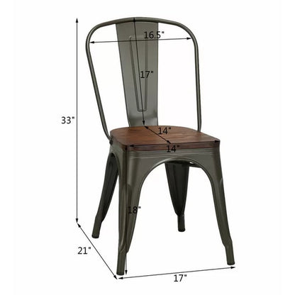 Collins Slat Back Stacking Side Chair in Gunmetal Gray/Brown
