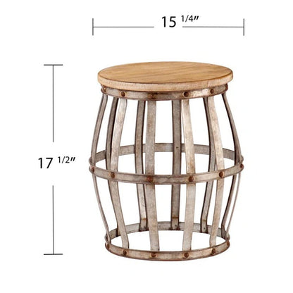 Fayean 17.5'' Tall Solid Wood Drum End Table
