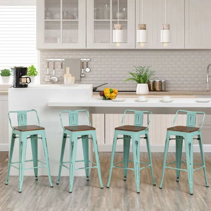 Maresca Bar & Counter Stool with Wood Seat and Backrest