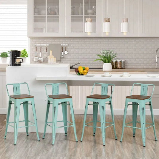 Maresca Bar & Counter Stool with Wood Seat and Backrest
