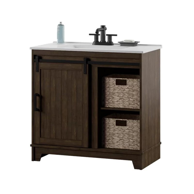 Braylen 35.88'' Free-Standing Single Bathroom Vanity with Ceramic Vanity Top