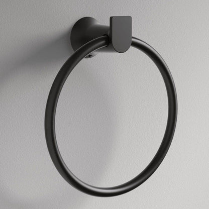 Genta 3-Piece Bath Hardware Set with 24 In. Towel Bar, Paper Holder and Towel Ring in Matte Black