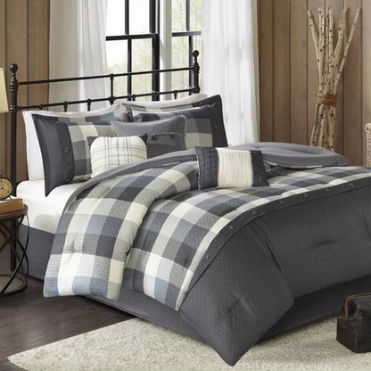 Schnitzer 7 Piece Herringbone Comforter Set