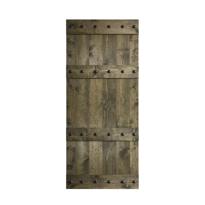 Paneled Wood Castle Series Barn Door with Installation Hardware Kit
