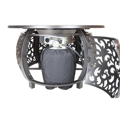 Slattery 24.6'' H X 48'' W Aluminum Propane Outdoor Fire Pit Table with Lid