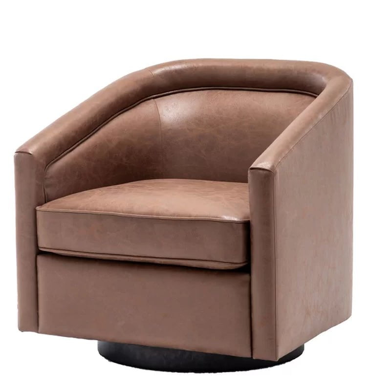 Kiersten Upholstered Swivel Barrel Chair