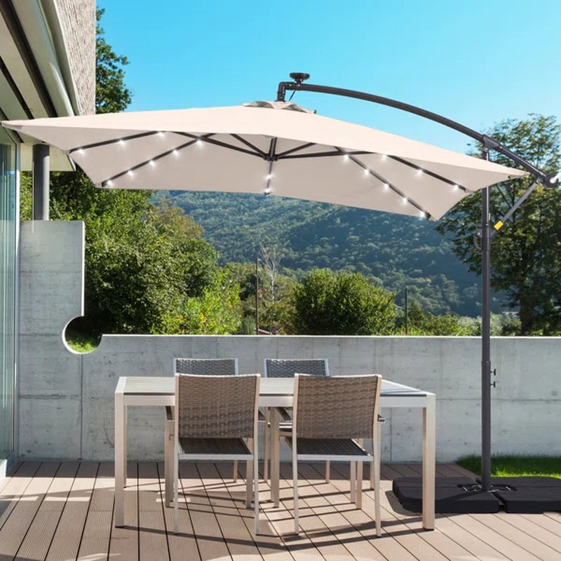 Laurennicole 98.4'' Square Lighted Cantilever Umbrella