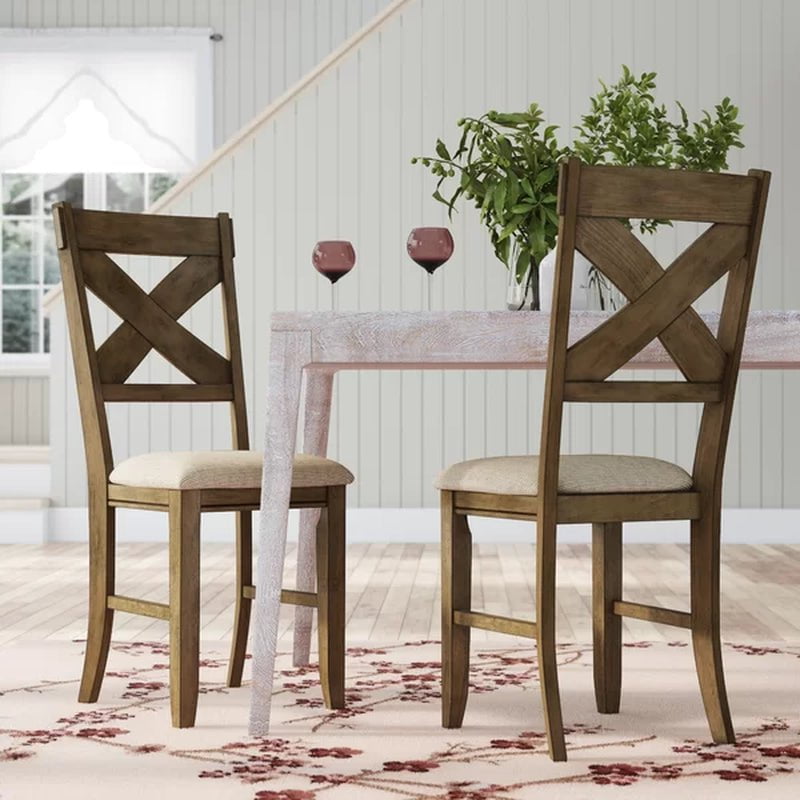 Poe Cross Back Side Chair in Glazed Pine Brown