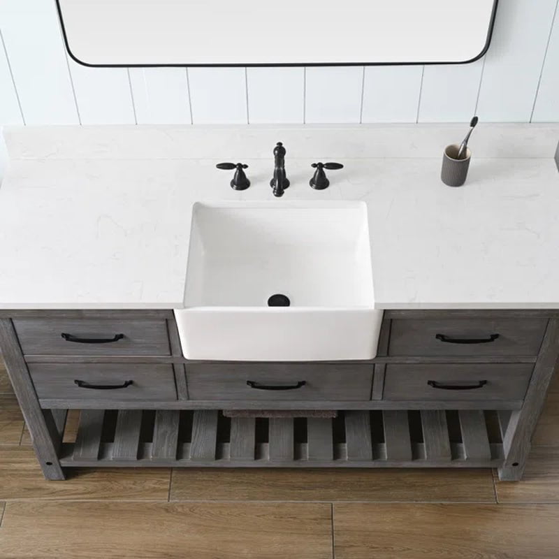 Mexborough 60'' Free-Standing Single Bathroom Vanity with Engineered Stone Vanity Top