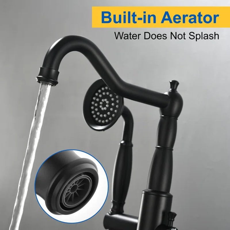 Single Handle Floor Mounted Freestanding Tub Filler with Handheld Shower