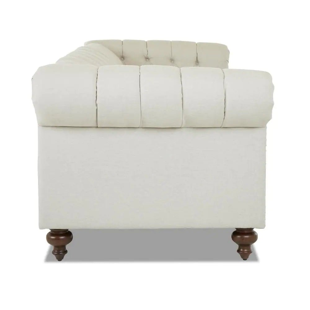 Blakely 95 In. Max Buff Natural Tweed Fabric 3 -Seater Chesterfield Sofa with Removable Cushions