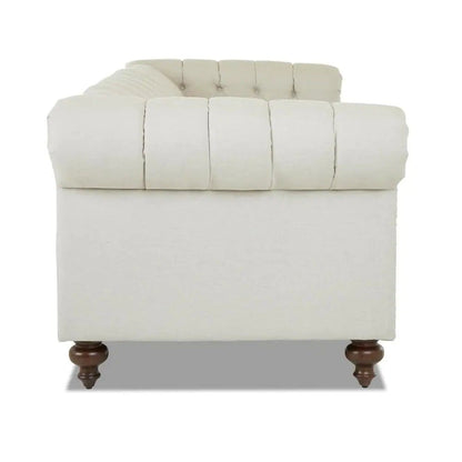 Blakely 95 In. Max Buff Natural Tweed Fabric 3 -Seater Chesterfield Sofa with Removable Cushions