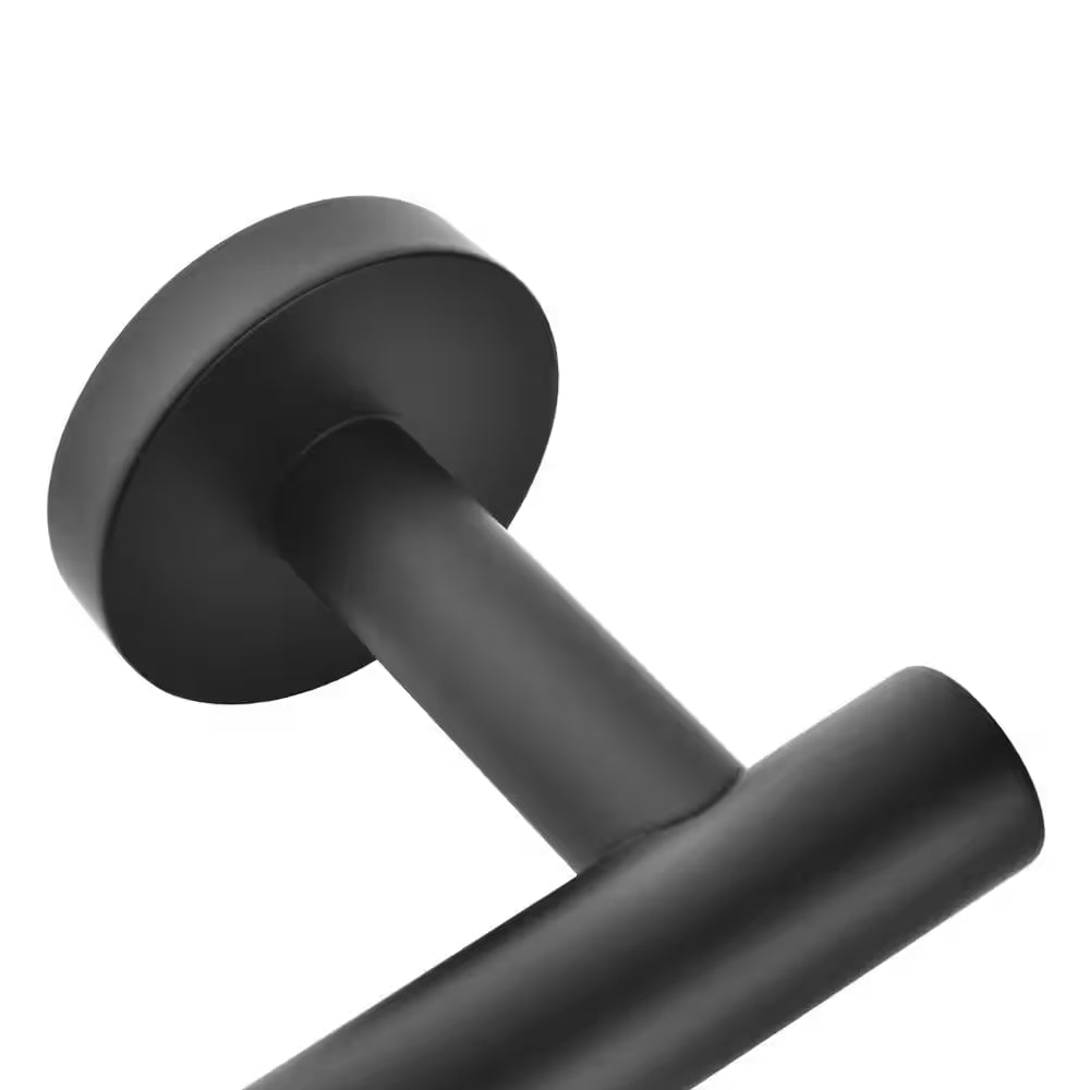 Modern 6-Pieces Bath Hardware Set with Towel Rail*2 Paper Towel Rack*1 Towel Ring*1 Hook*2 in Matte Black