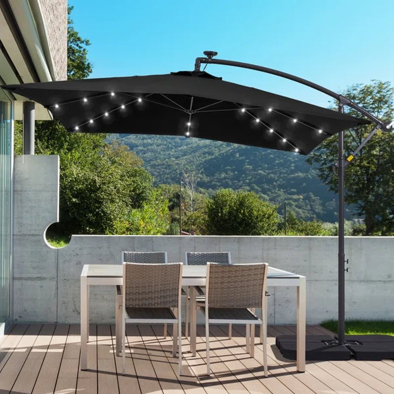 Laurennicole 98.4'' Square Lighted Cantilever Umbrella
