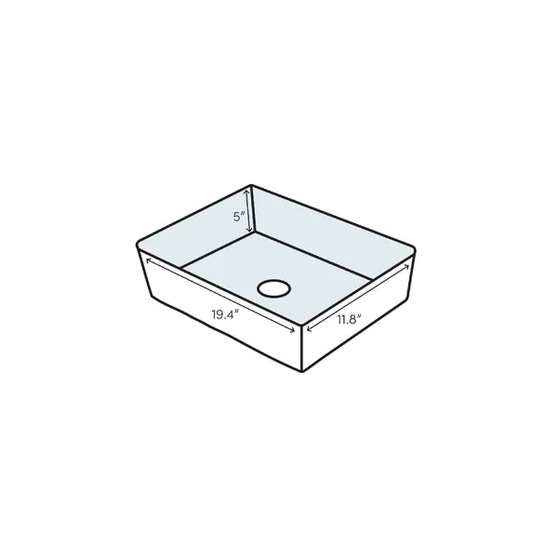 Ceramic 11.84'' Glass Rectangular Vessel Bathroom Sink