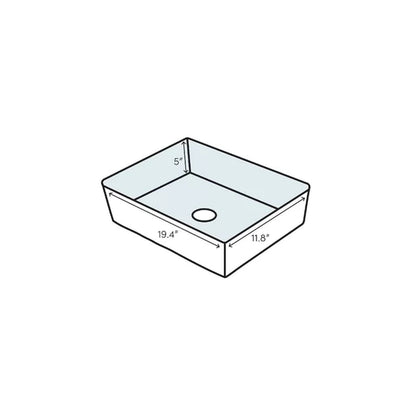 Ceramic 11.84'' Glass Rectangular Vessel Bathroom Sink