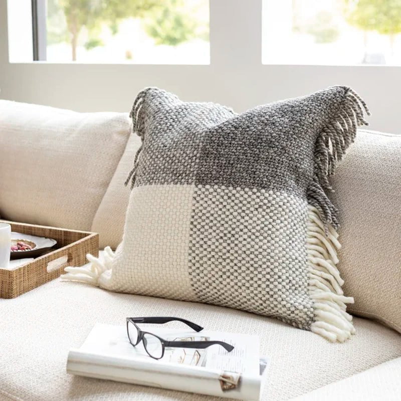 Cypress Fringed Wool Throw Pillow