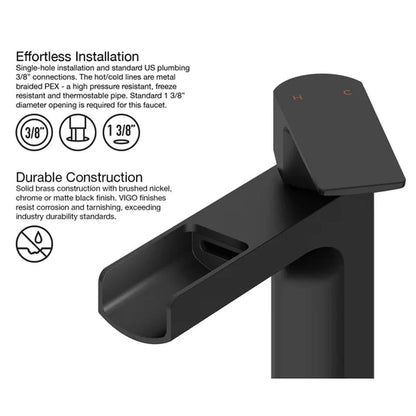Matte Stone 13.875'' Matte Black Stone Rectangular Vessel Bathroom Sink with Faucet