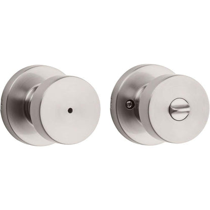 Pismo round Satin Nickel Bed/Bath Door Knob Featuring Microban Antimicrobial Technology with Lock